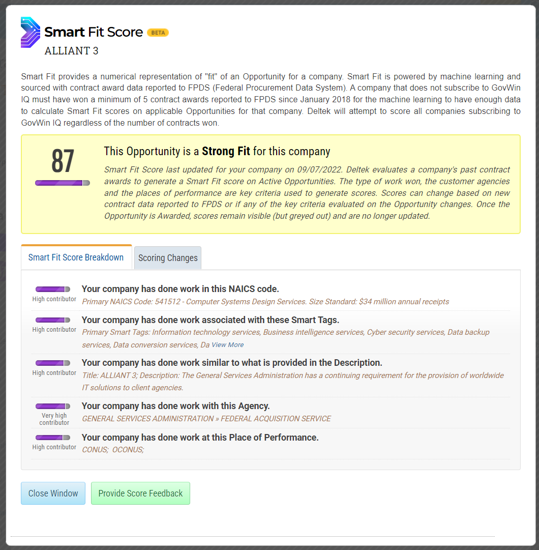 Smart Fit Score Breakdown
